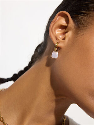 Hoops Earrings With Pearls - Stainless Steel 