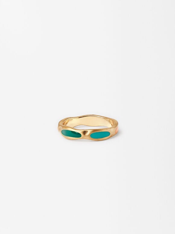Irregular Ring With Multicolor Detail, Golden, hi-res