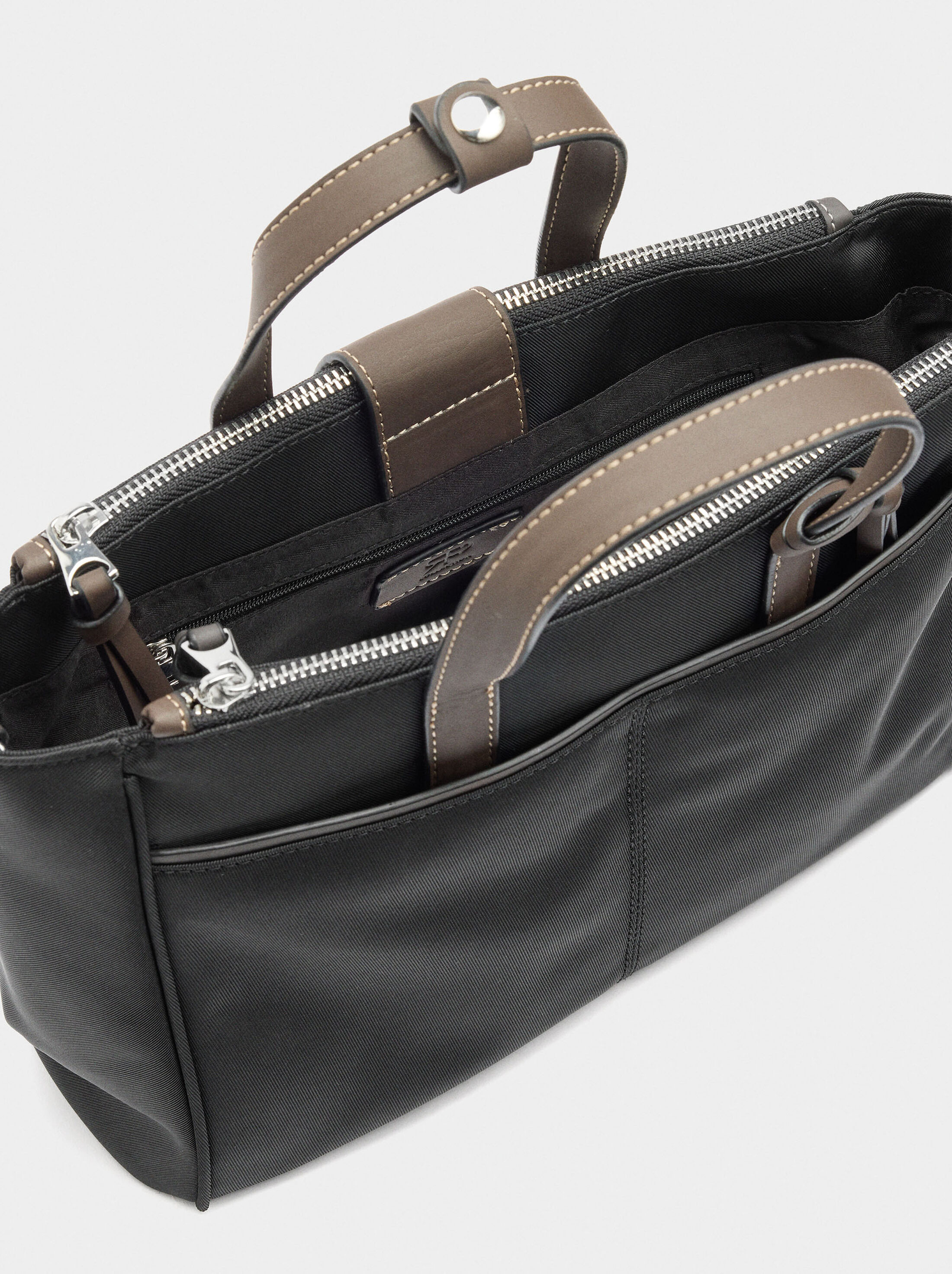 Nylon tote bag with crossbody strap image number 4.0