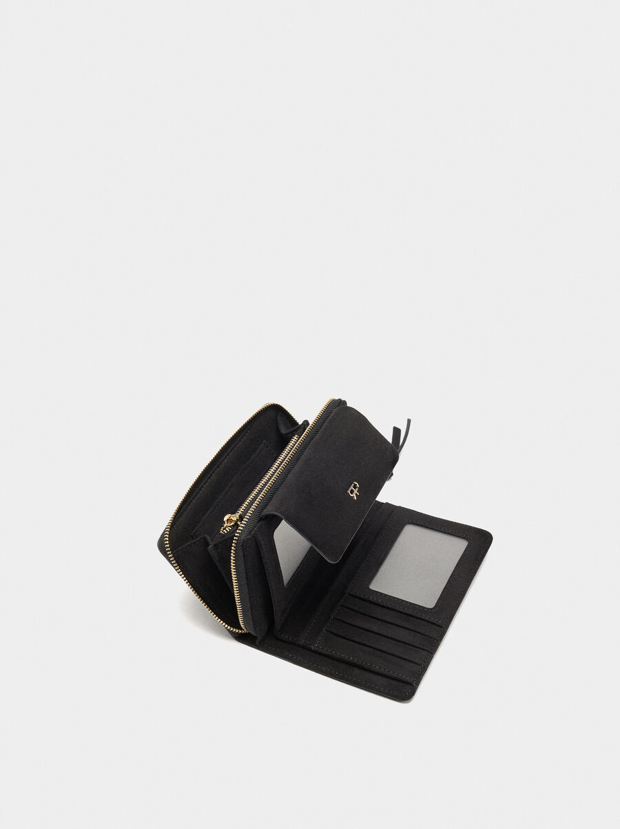 Wallet with suede effect