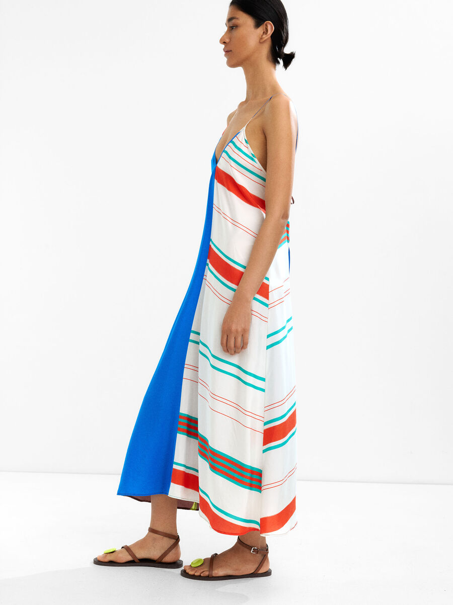 Silk dress with contrast straps