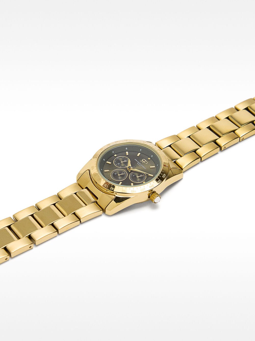 Gold watch with stainless steel strap