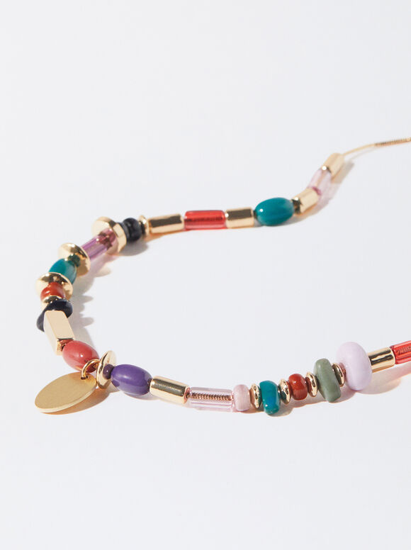 Multicoloured Necklace With Resin, Multicolor, hi-res