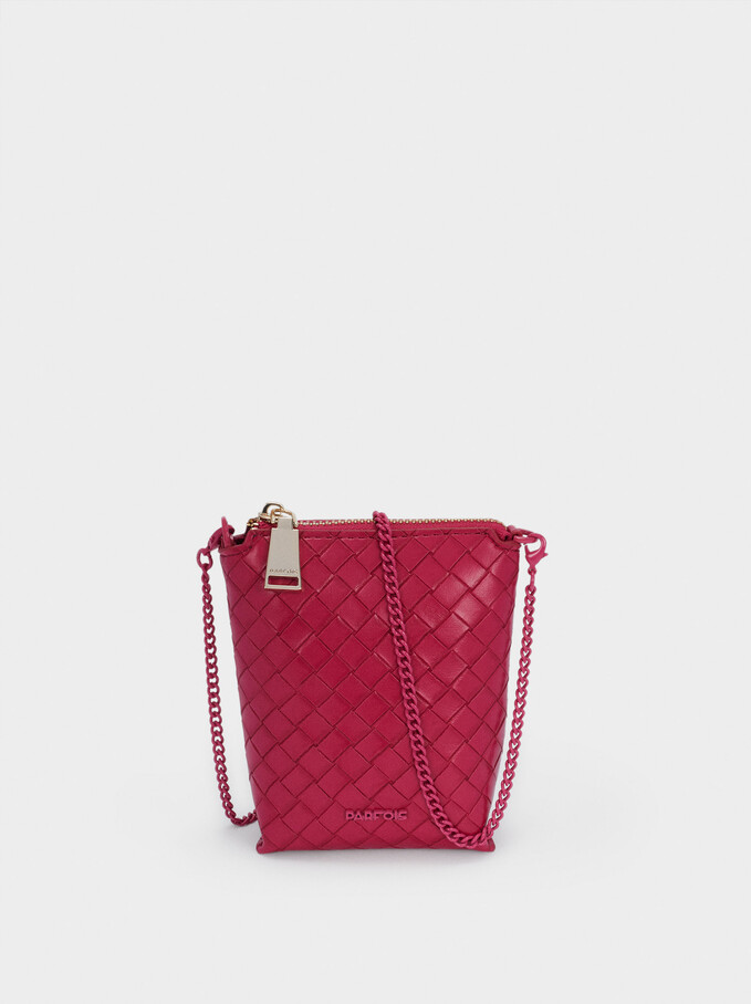 Braided Purse With Chain Handle, Pink, hi-res