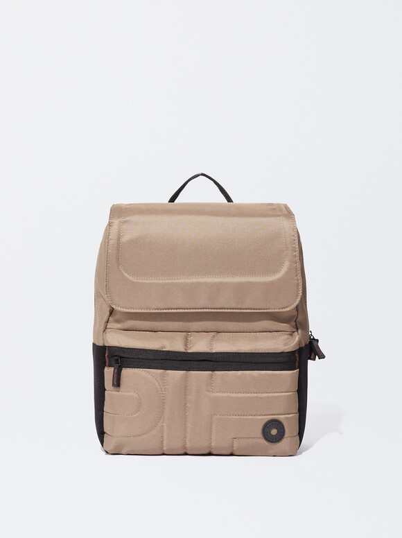 Nylon Backpack, Brown, hi-res