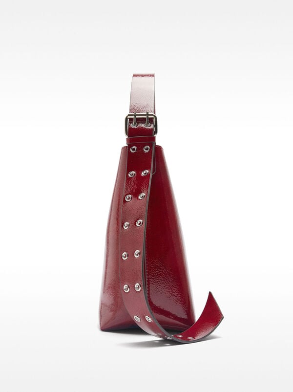 Shoulder bag with patent finish