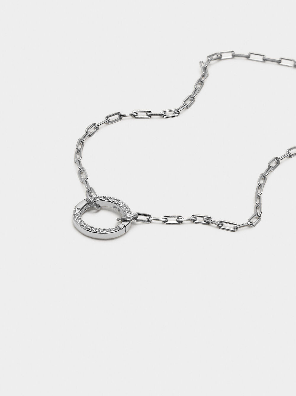Pendant link bracelet with zirconias - 925 sterling silver