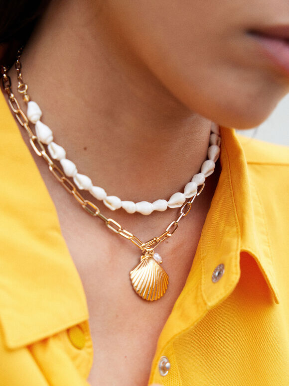Collar Con Conchas, Dorado, hi-res