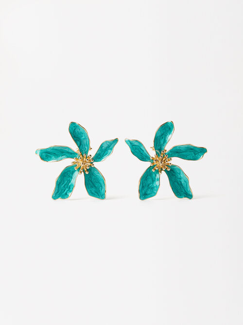 Enameled Flower Earrings