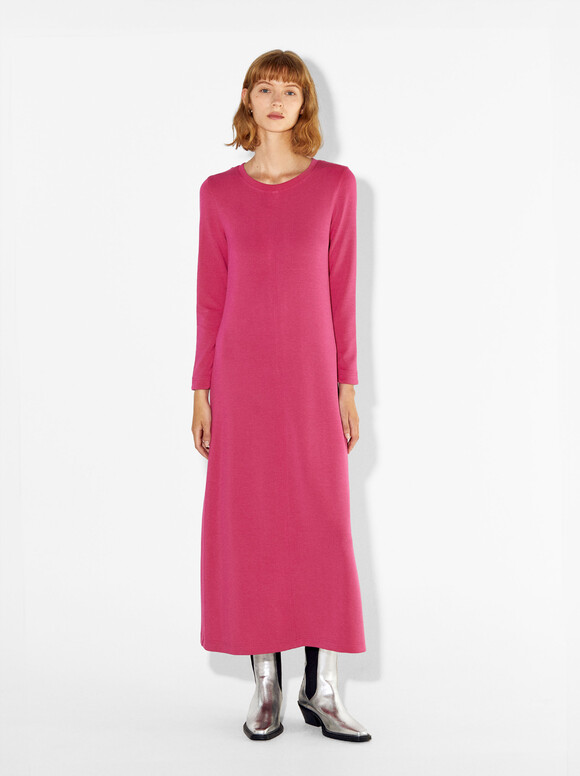 Long Dress With Slit, Pink, hi-res