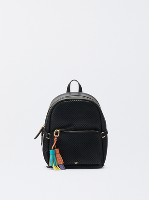 Perforated Backpack With Pendant, , hi-res