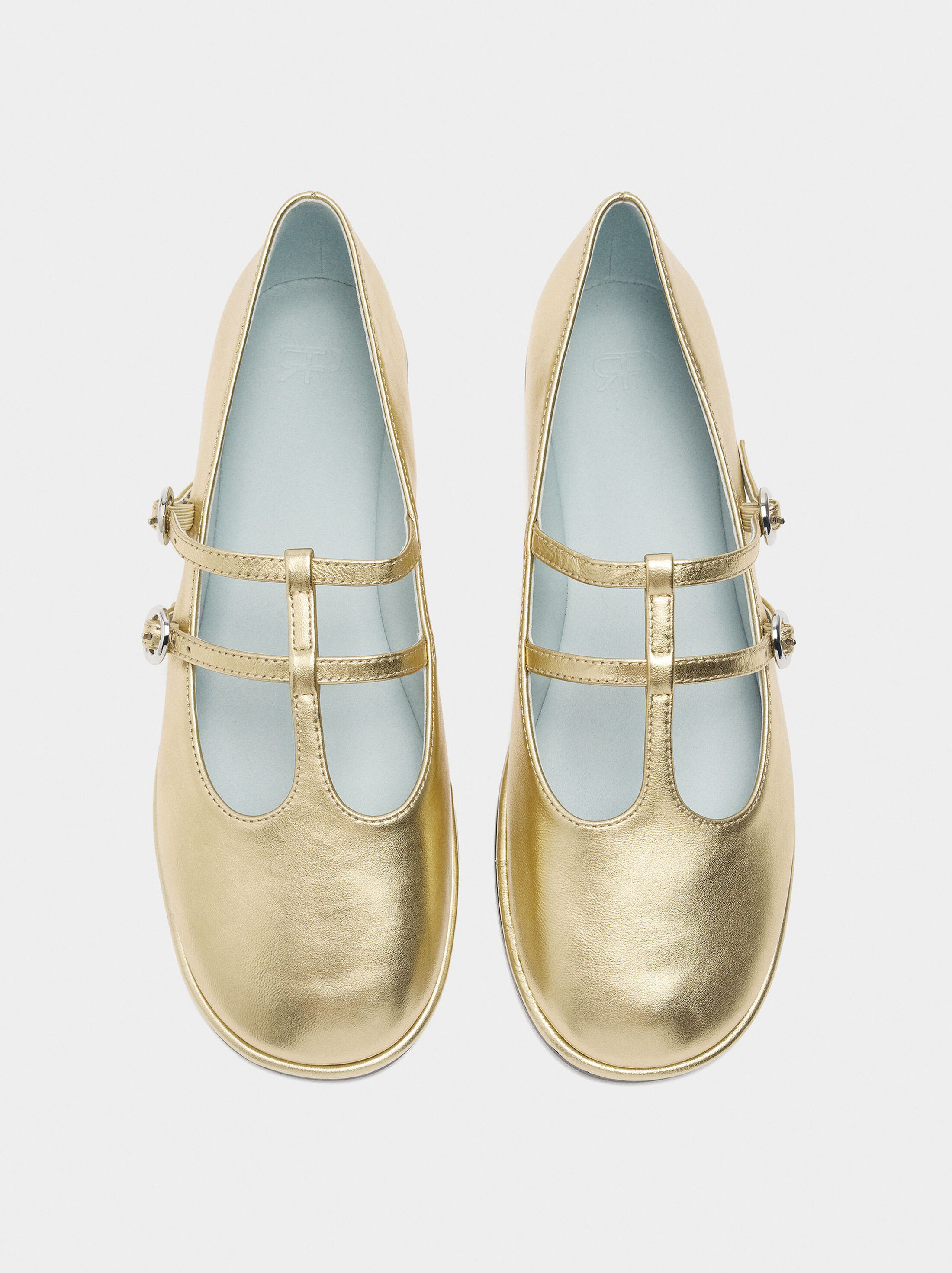 Sabates planes de pell amb doble T-barra image number 0.0