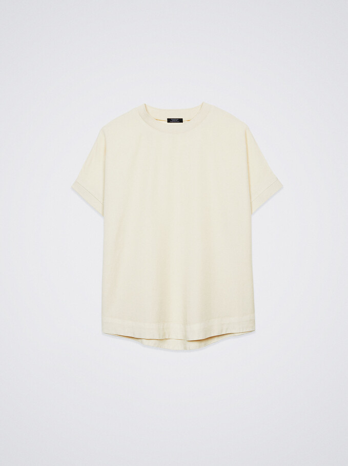 Short-Sleeved Lyocell T-Shirt, Ecru, hi-res