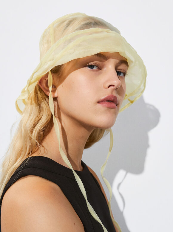 Online Exclusive - Organza Bucket Hat, Yellow, hi-res