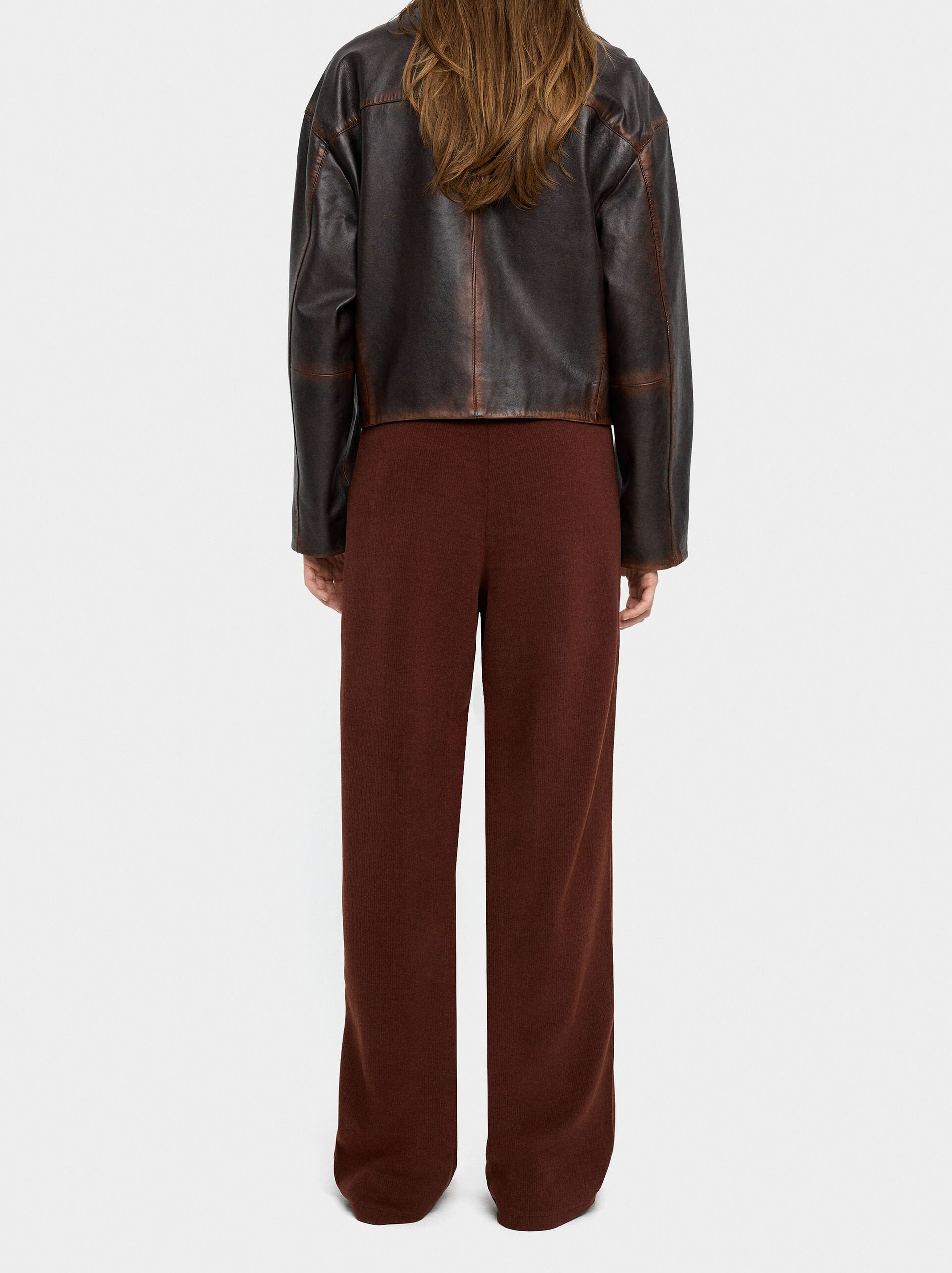 Straight pants with elastic waist image number 3.0