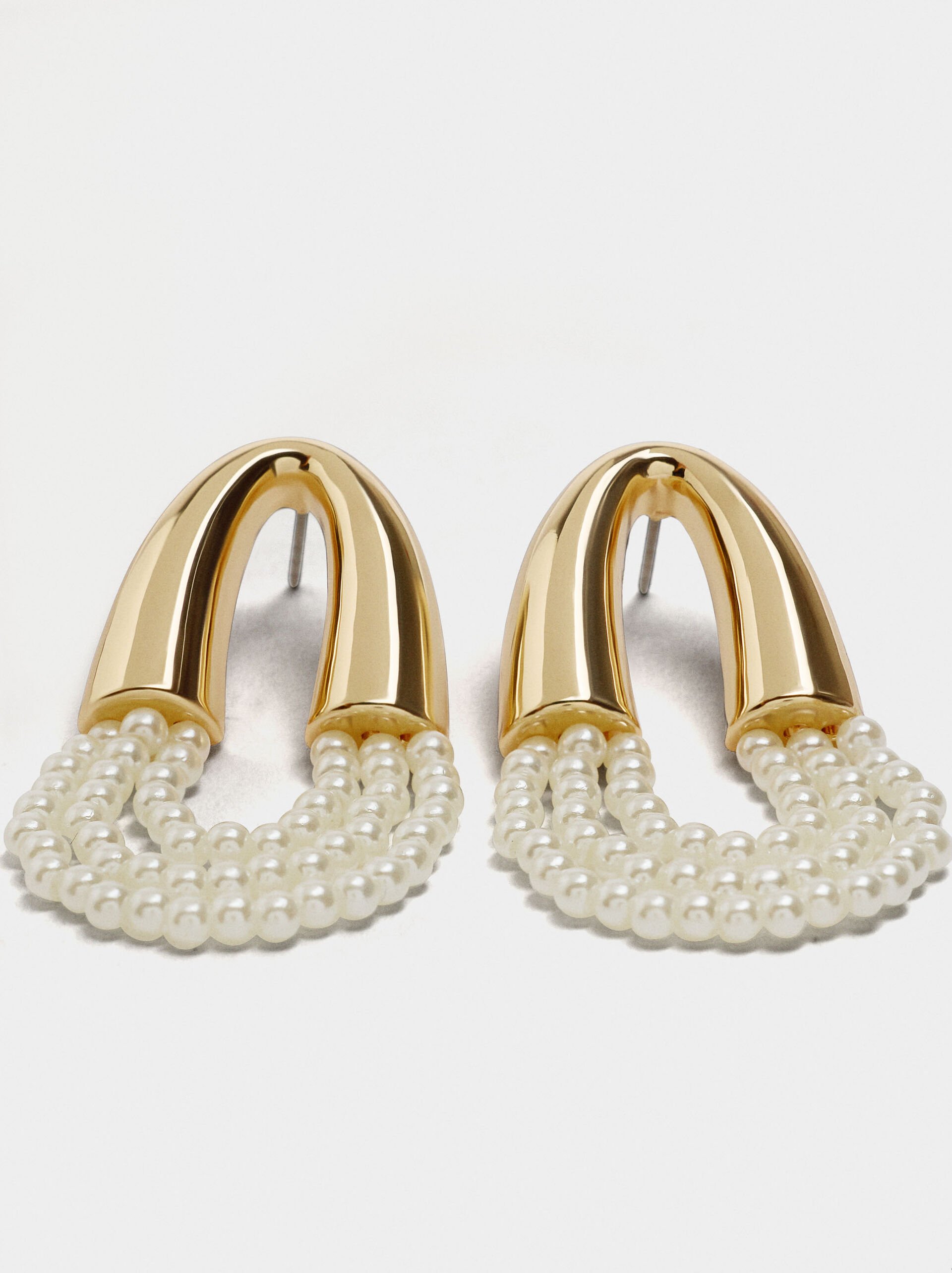 Pendientes de arco con perlas image number 2.0