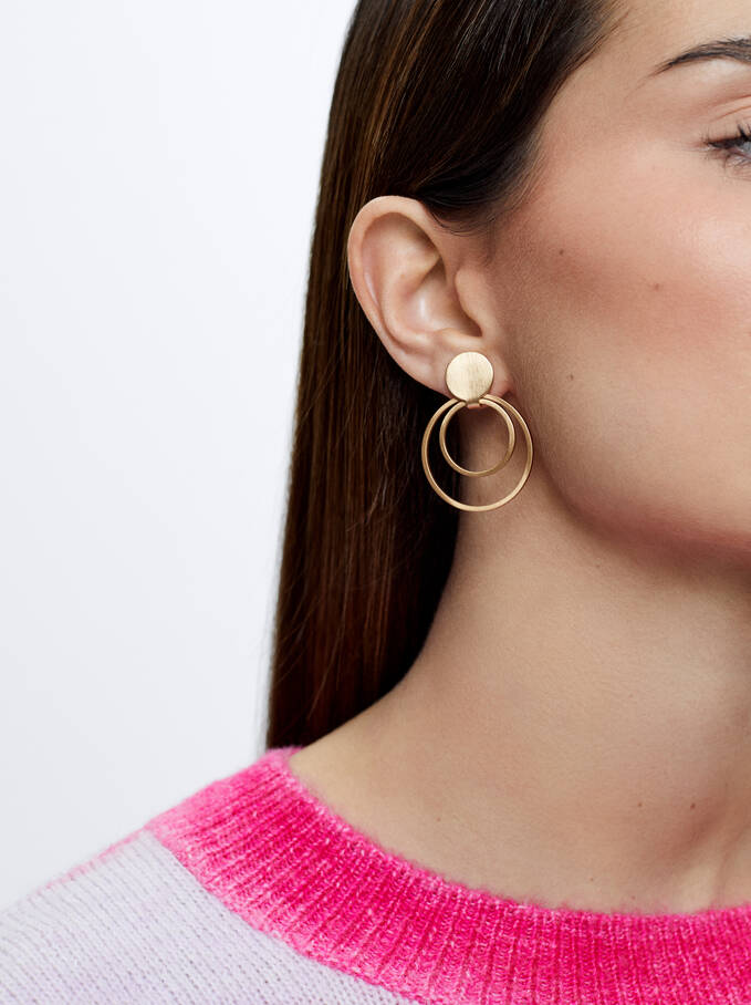 Boucles D’Oreilles Géométriques, Doré, hi-res