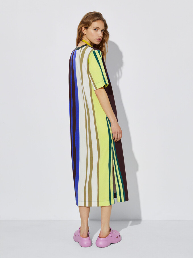 Striped Midi Dress, Multicolor, hi-res