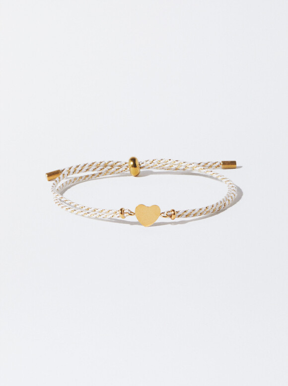 Adjustable Gold-Plated Steel Bracelet, White, hi-res