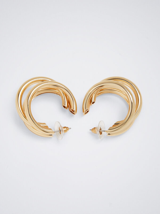 Gold Hoop Earrings , Golden, hi-res