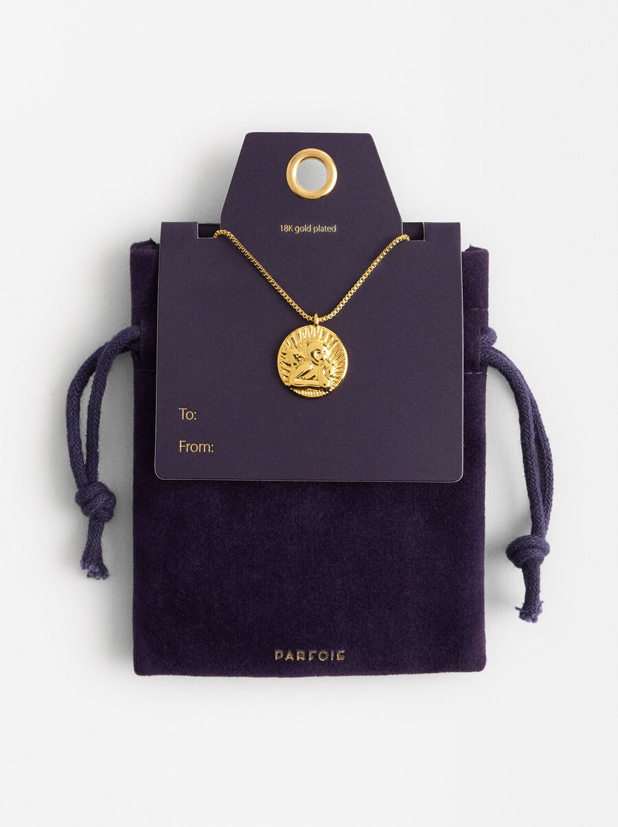 Kurze Halskette mit Engel-Medaillon, 18k Gold plattiert