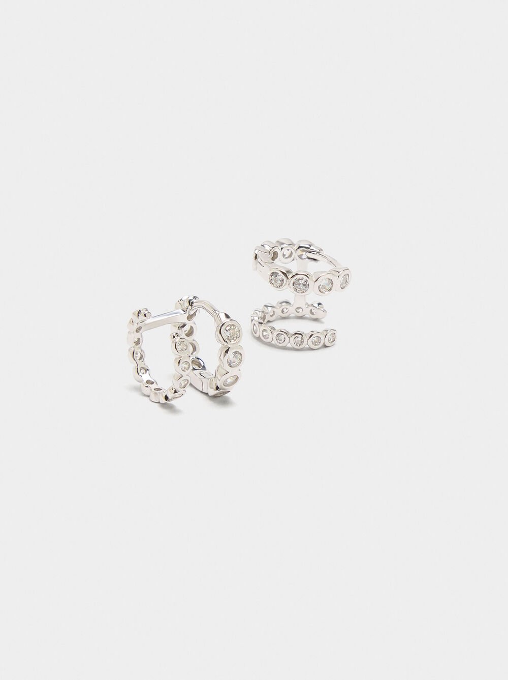 Hoops earrings with zircons - 925 sterling silver