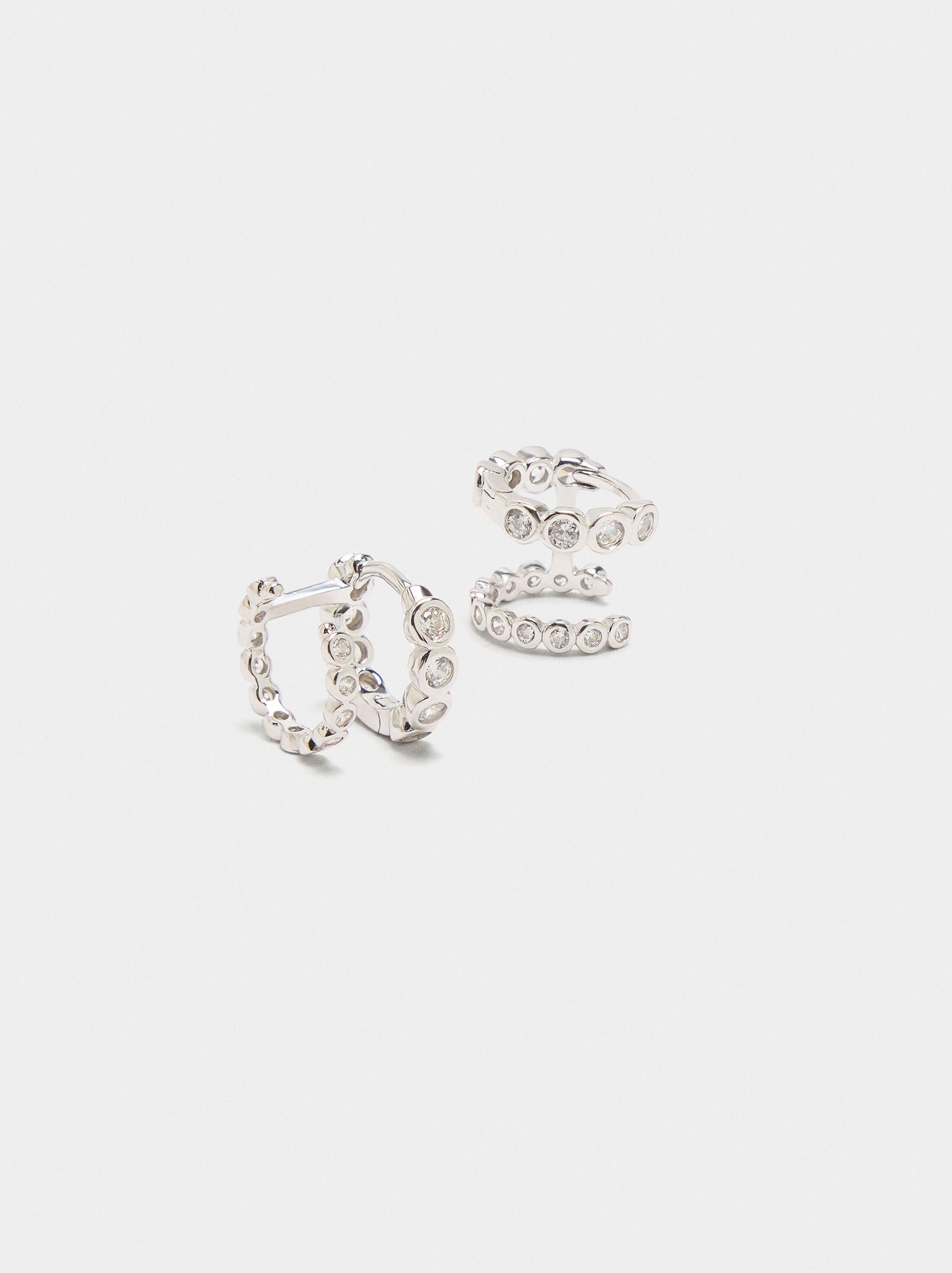 Hoops earrings with zircons - 925 sterling silver image number 2.0