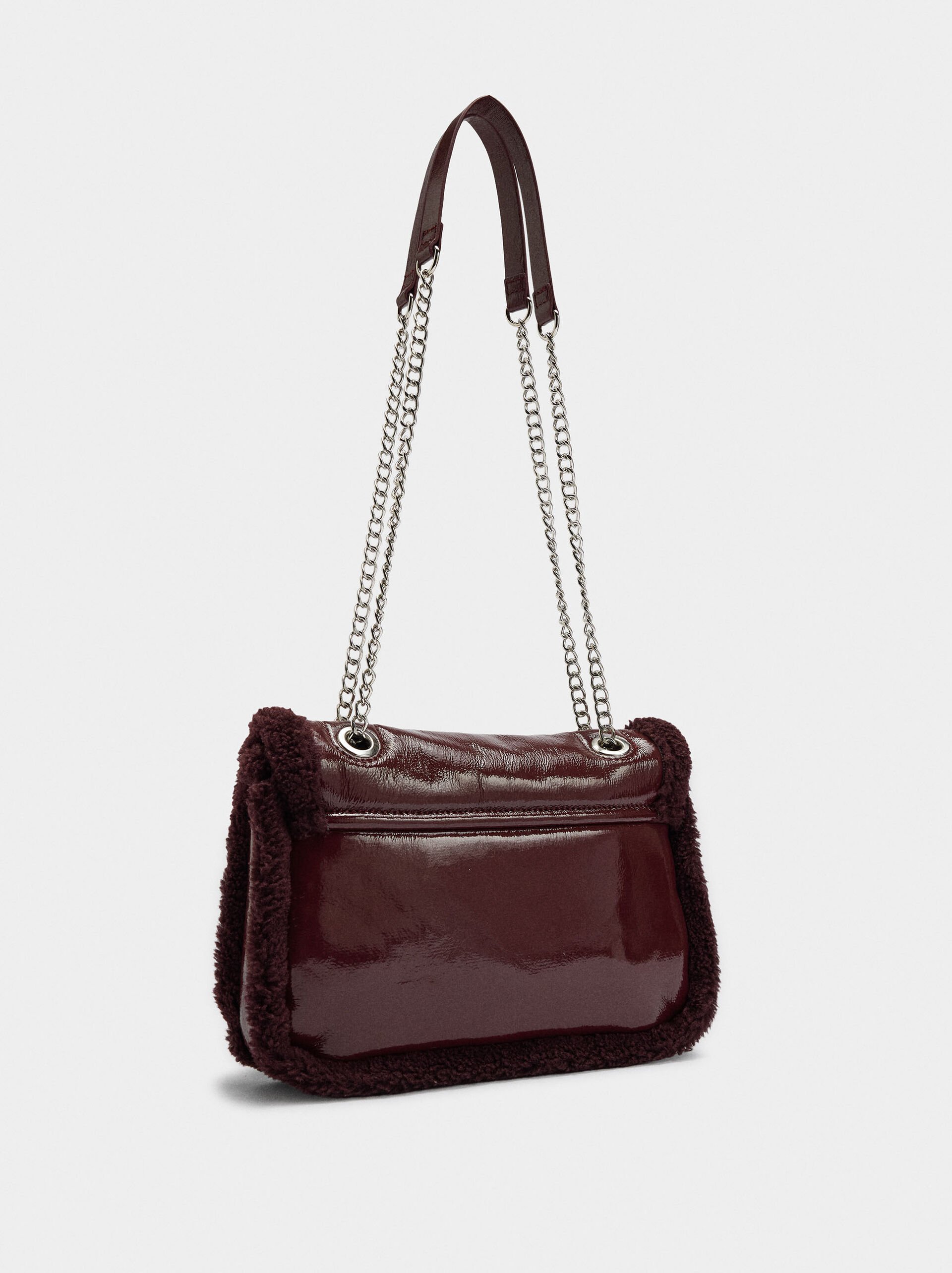 Shoulder bag with faux fur edges image number 2.0