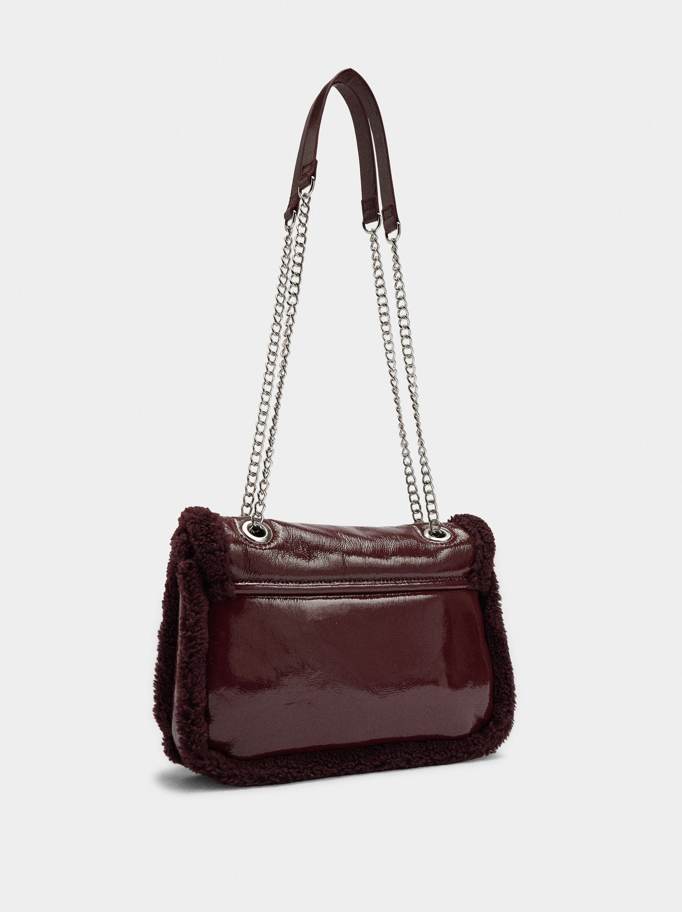 Shoulder bag with faux fur edges image number 2.0