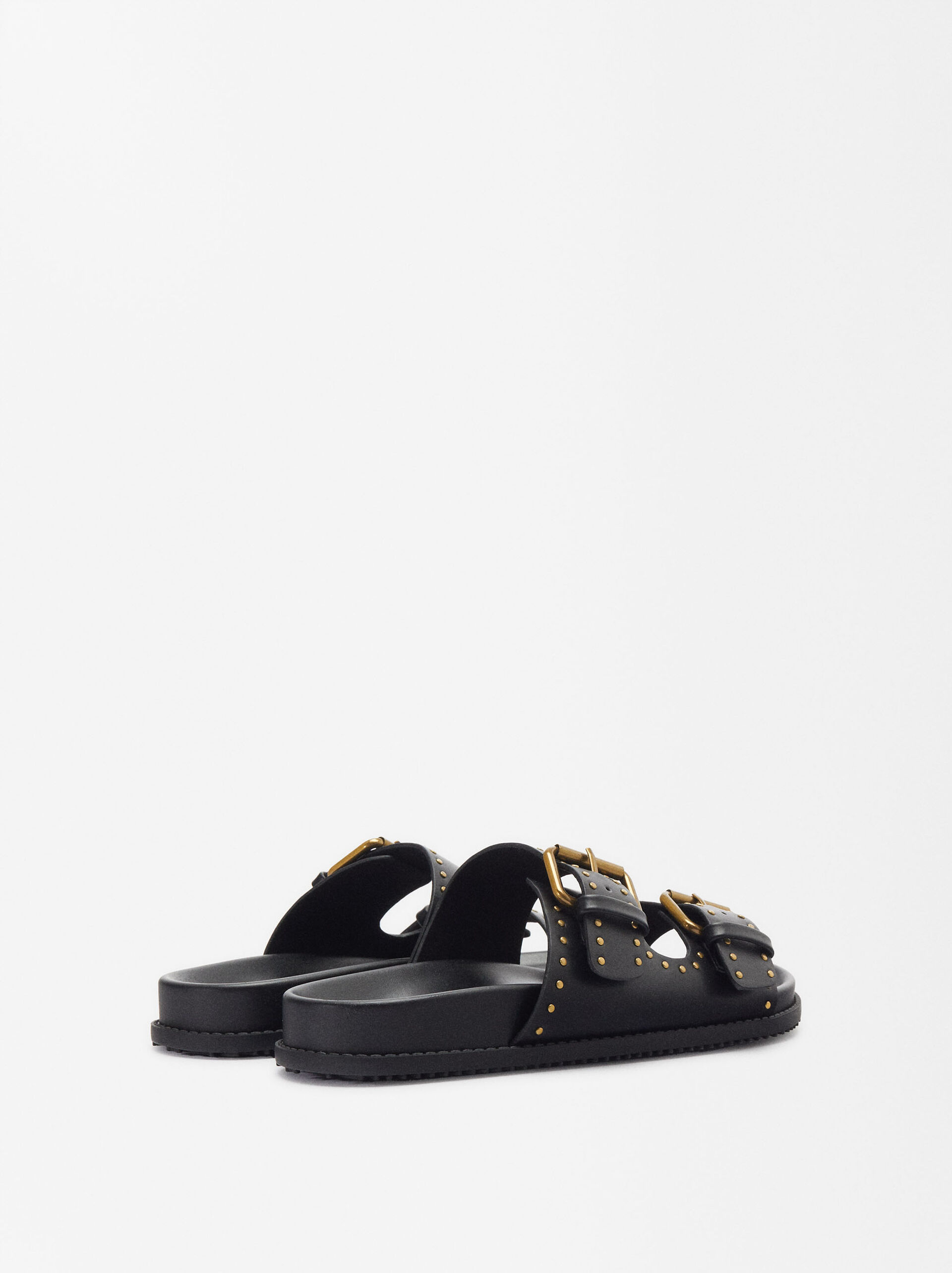 Flat Sandals With Buckles And Studs image number 4.0