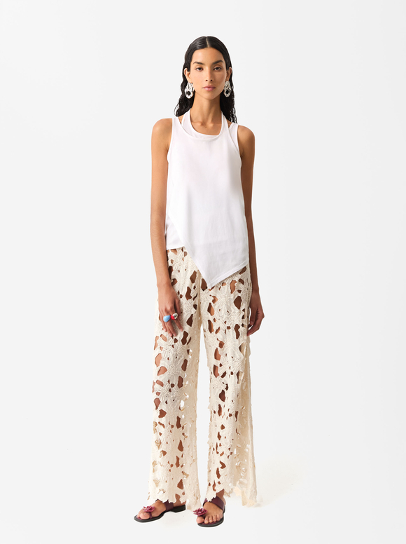 Online Exclusive - Embroidered Cotton Pants, , hi-res
