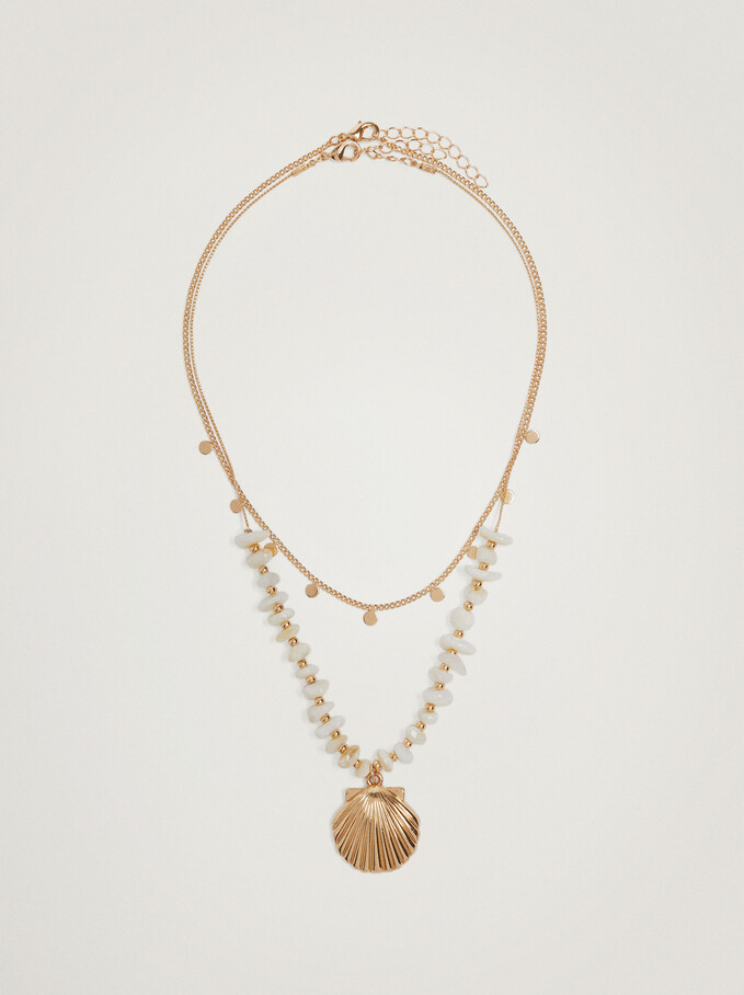 Set Of Necklaces With Shell, Golden, hi-res