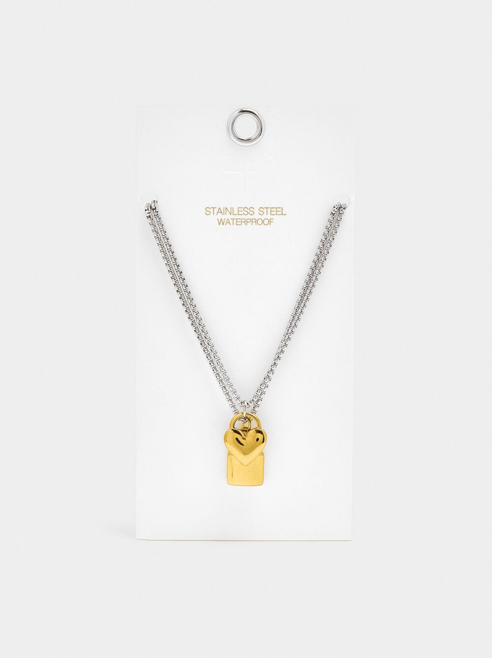 Set Halsketten Herz und Vorhängeschloss - Edelstahl