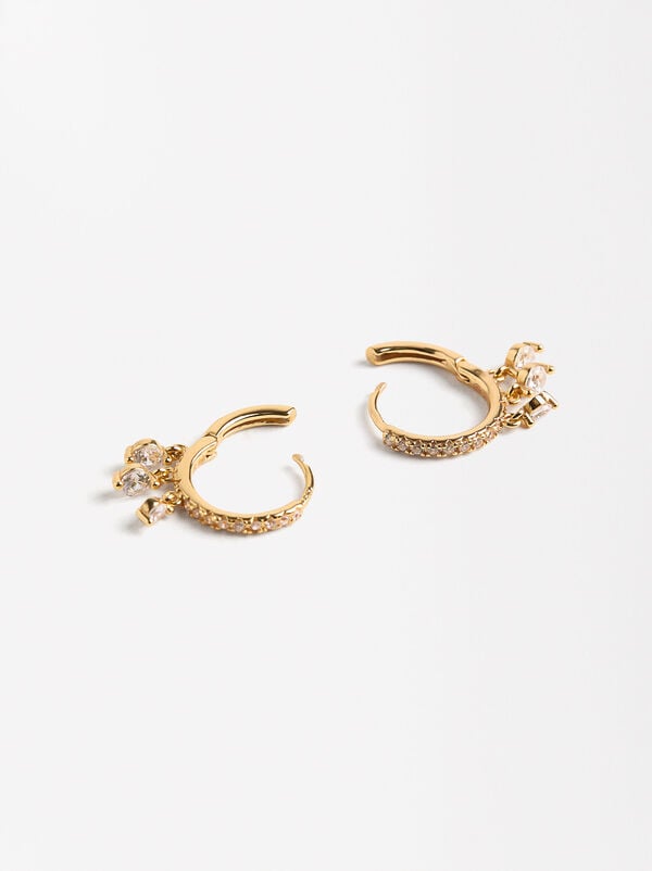 Short hoops with zirconias - 925 sterling silver