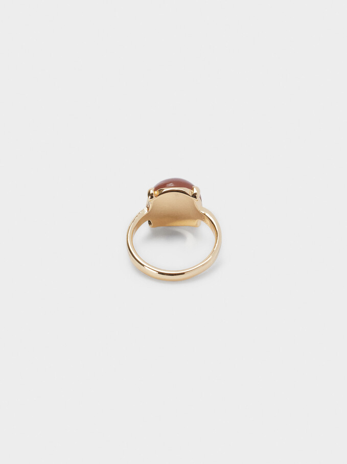 Ring With Bead, Brown, hi-res
