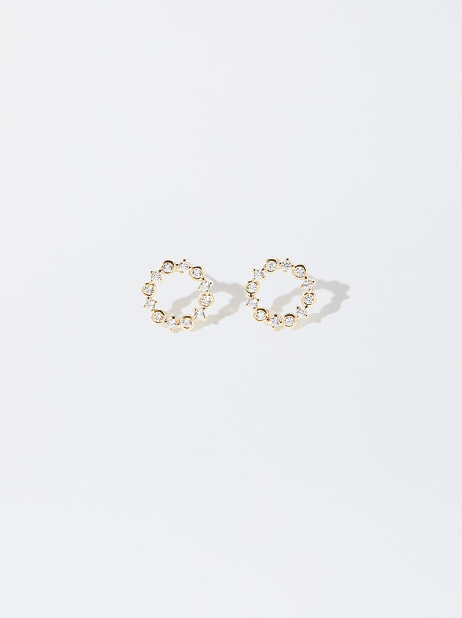 Gold-Toned Earrings With Cubic Zirconia image number 0.0