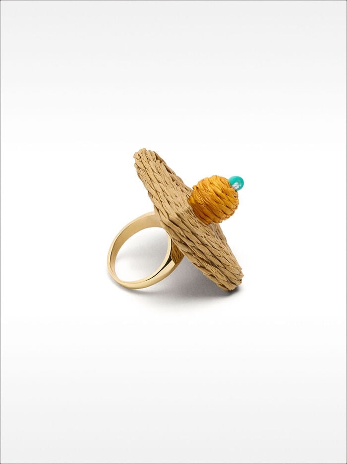 Anillo maxi efecto rafia