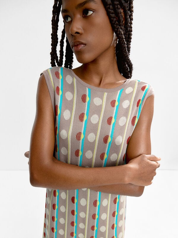 Jacquard dot knit dress