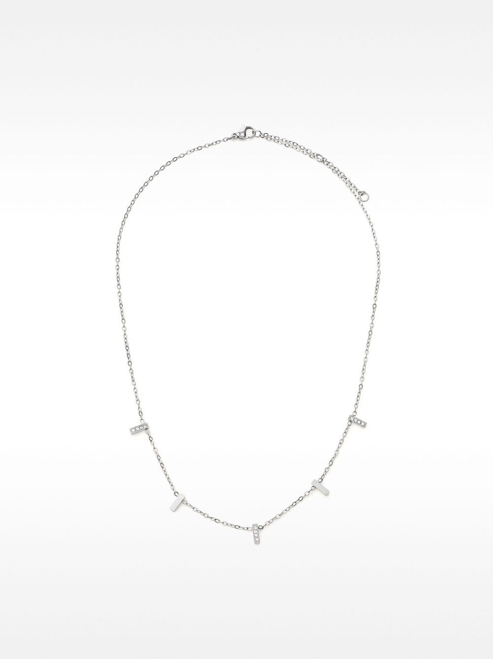Short necklace with bar detail – stainless steel