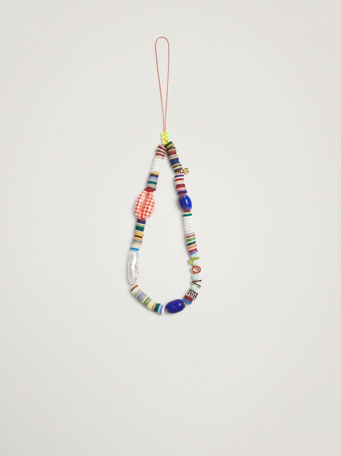 Mobile Holder With Beads, Multicolor, hi-res