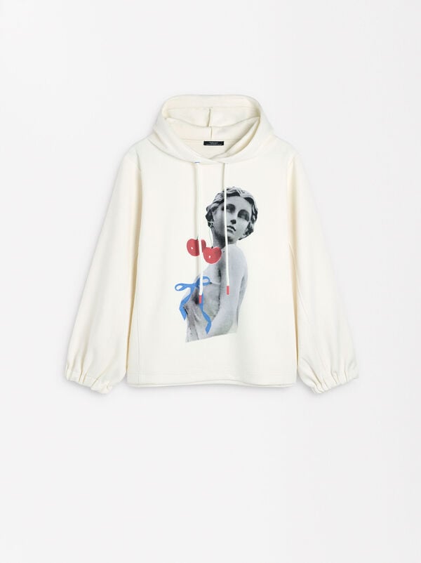 Printed sweatshirt with hood