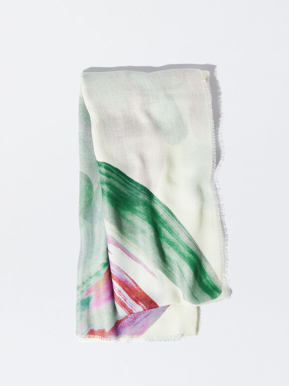 Printed Scarf, Pink, hi-res