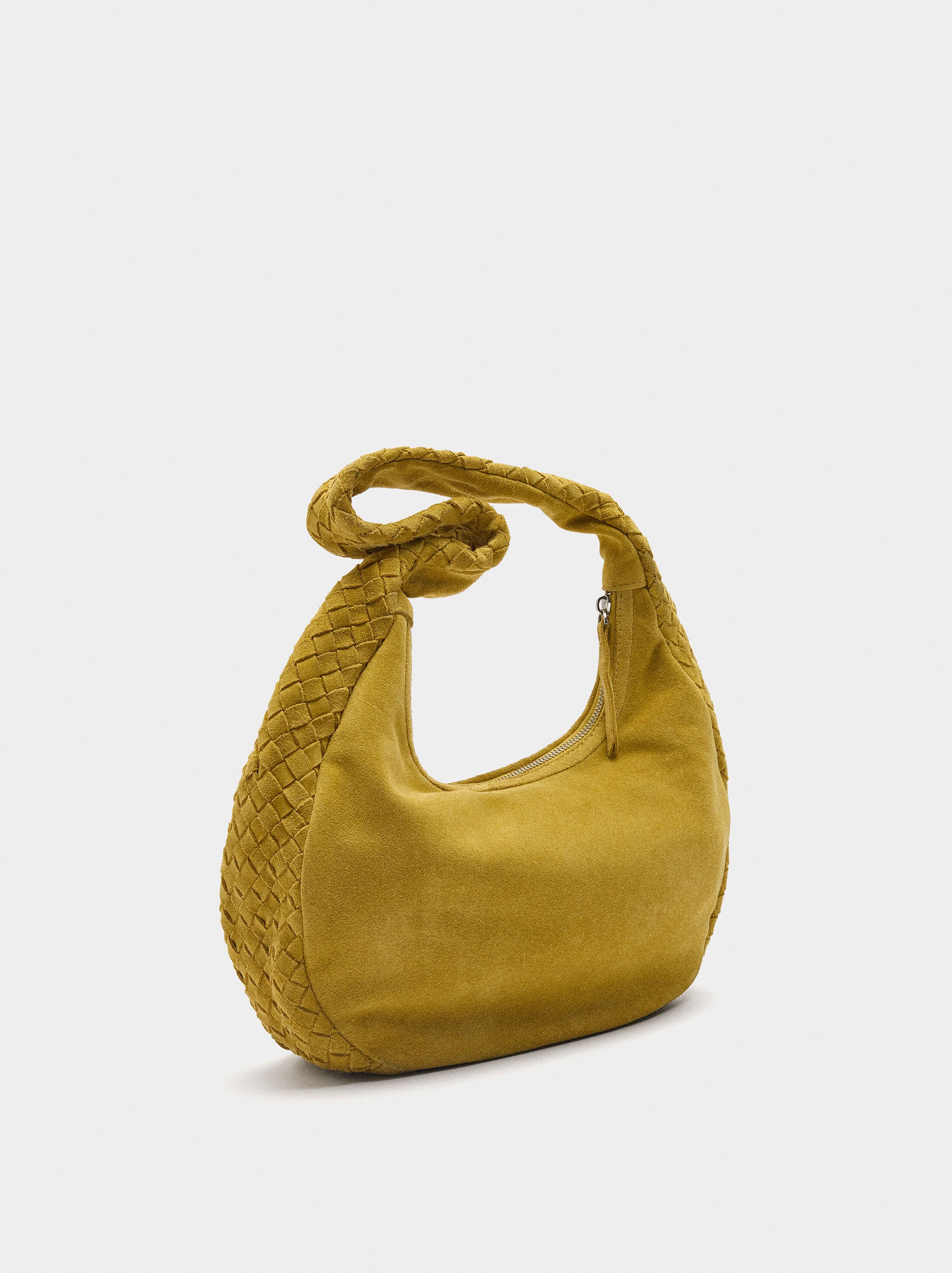 Hobo bag with braided leather image number 2.0
