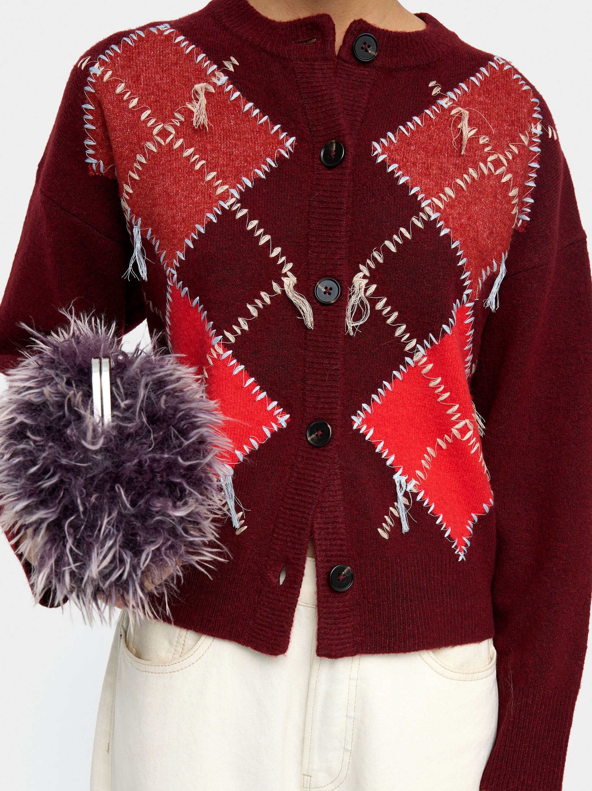 Cárdigan de punto con rombos image number 1.0