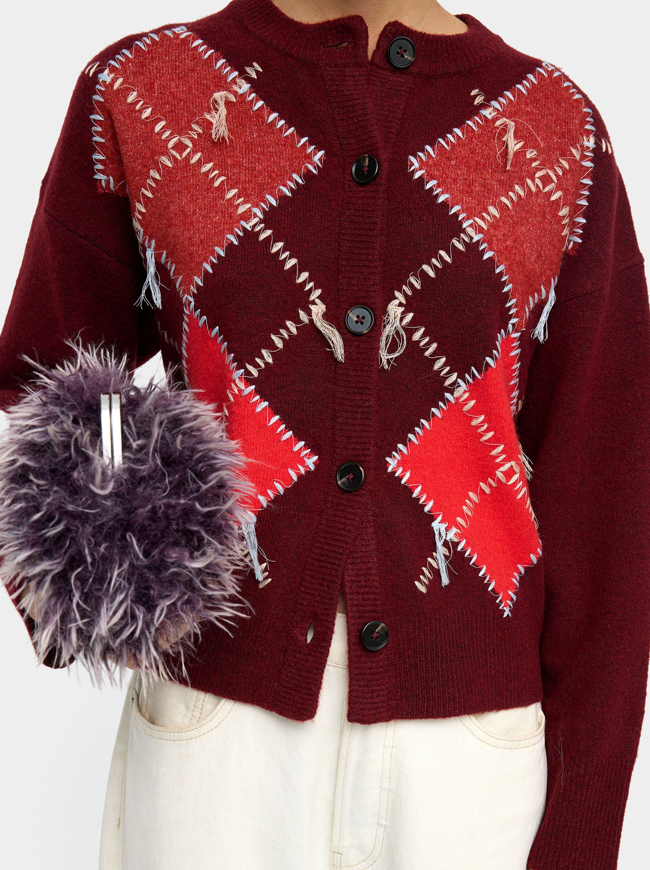 Knitted cardigan with argyle pattern image number 1.0