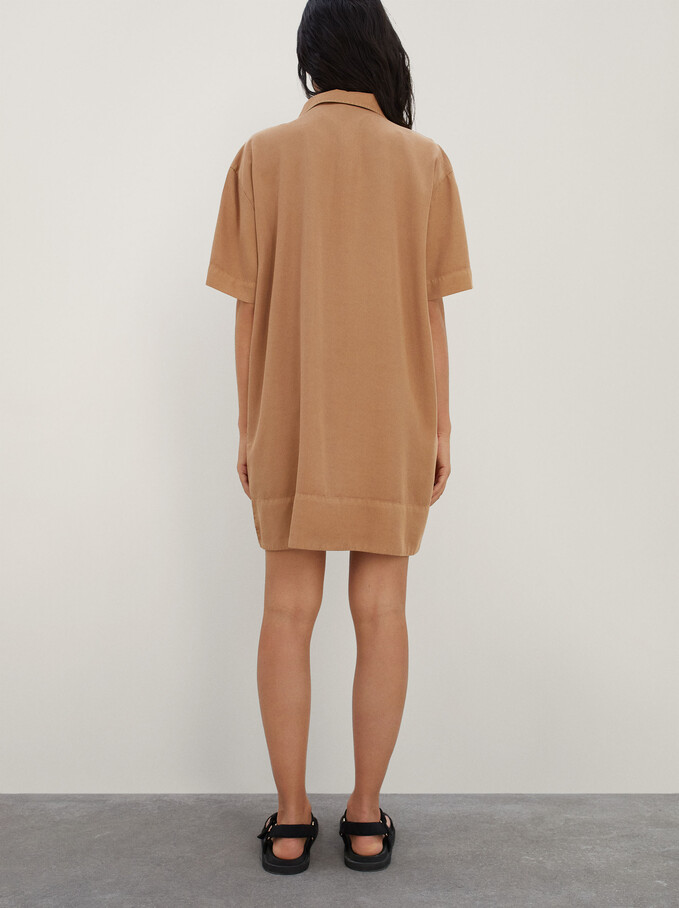 Dress With Lyocell Zip, Camel, hi-res