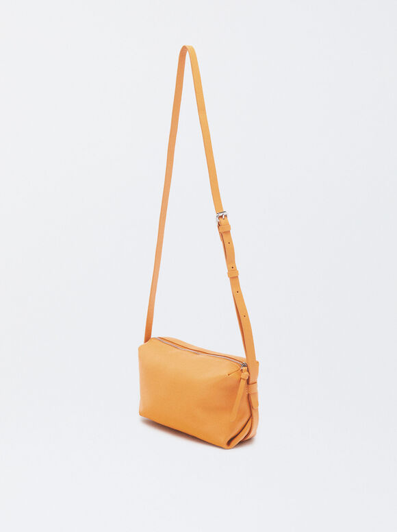 Leather Crossbag , Orange, hi-res