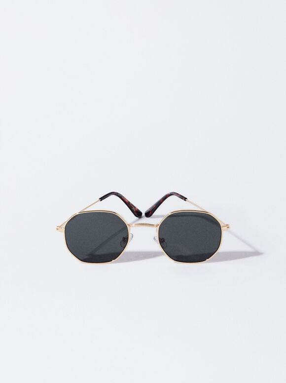 Sechseckige Sonnenbrille, Golden, hi-res