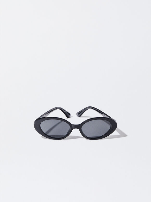 Sonnenbrille Mit Ovalem Rahmen, Schwarz, hi-res