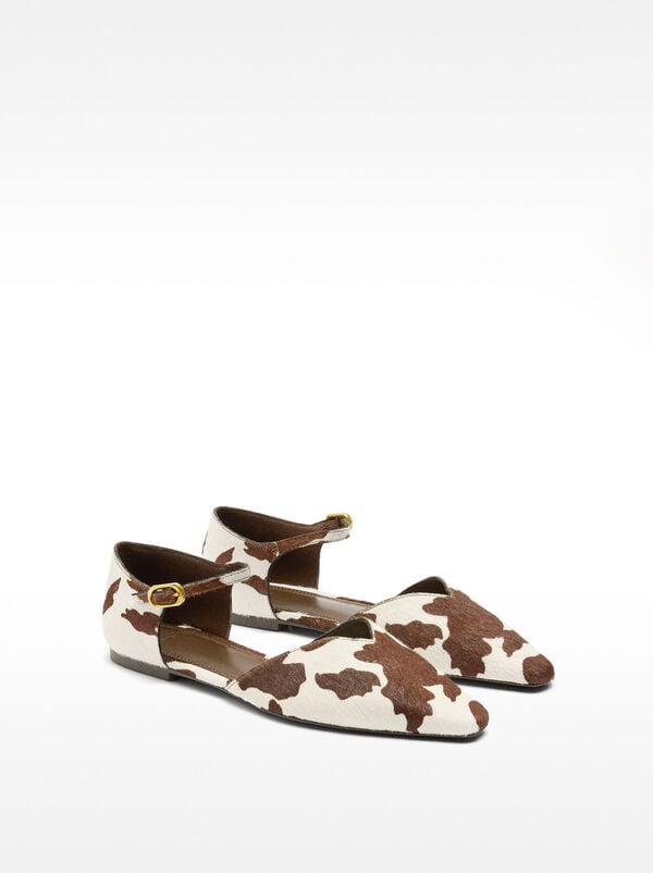 Leather ballet flats with fur